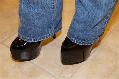 Black Patent High Heel Stiletto Oxford Booties Hidden Platforms Sexy