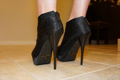 Black Satin High heel stiletto platform booties Sexy Shiekh