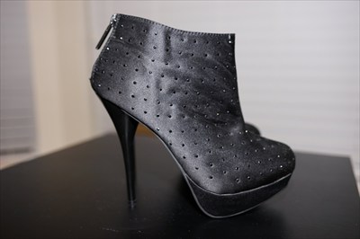 Black Satin High heel stiletto platform booties Sexy Shiekh