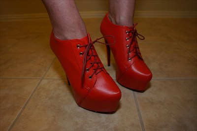 Red High Heel Stiletto oxford booties hidden platform sz 10 sexy