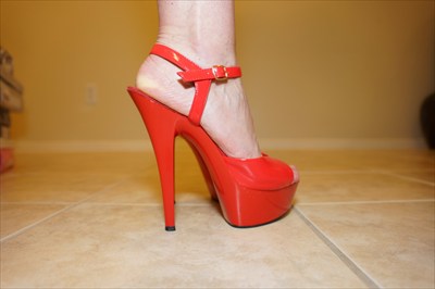 Red High Heel Stiletto platform stripper sandals