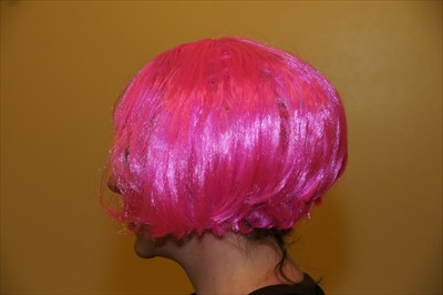 Sexy Chin Length Pink Wig with Bangs