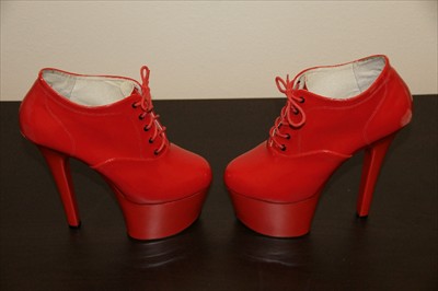 Sexy red high heel stiletto oxford lace up pumps booties