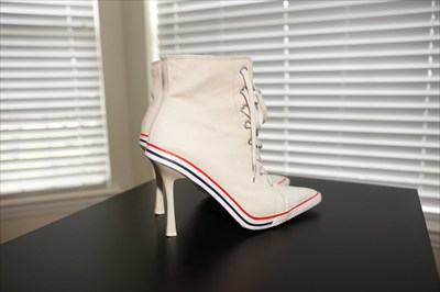 White High Heel Sneaker Heels lace up Sexy