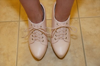 Baby Pink High Heel Stiletto Hidden Platform Oxford Booties