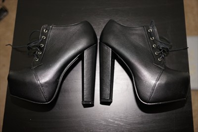 Black High Heel Platform Booties oxfords Sexy