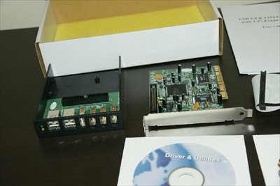 FireWire and USB PCI card and front panel.
