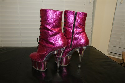 Pink Glitter Sexy high heel Platform Stripper Boots Size 11 Pleaser