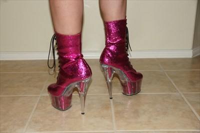 Pink Glitter Sexy high heel Platform Stripper Boots Size 11 Pleaser
