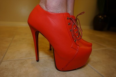 Red High Heel Stiletto oxford booties hidden platform sz 10 sexy