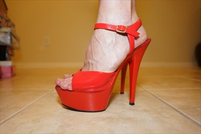 Red High Heel Stiletto platform stripper sandals