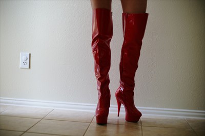 Sexy Thigh High Red stripper high heel platform boots