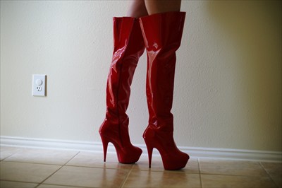 Sexy Thigh High Red stripper high heel platform boots
