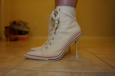 White High Heel Sneaker Heels lace up Sexy
